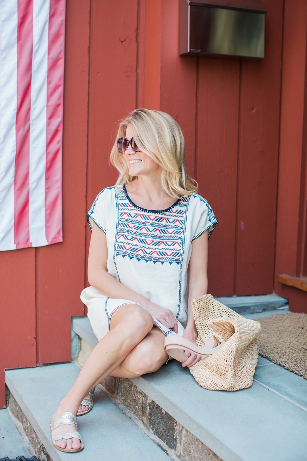 RED, WHITE & BLUE SHIFT DRESS/BEACH COVER-UP